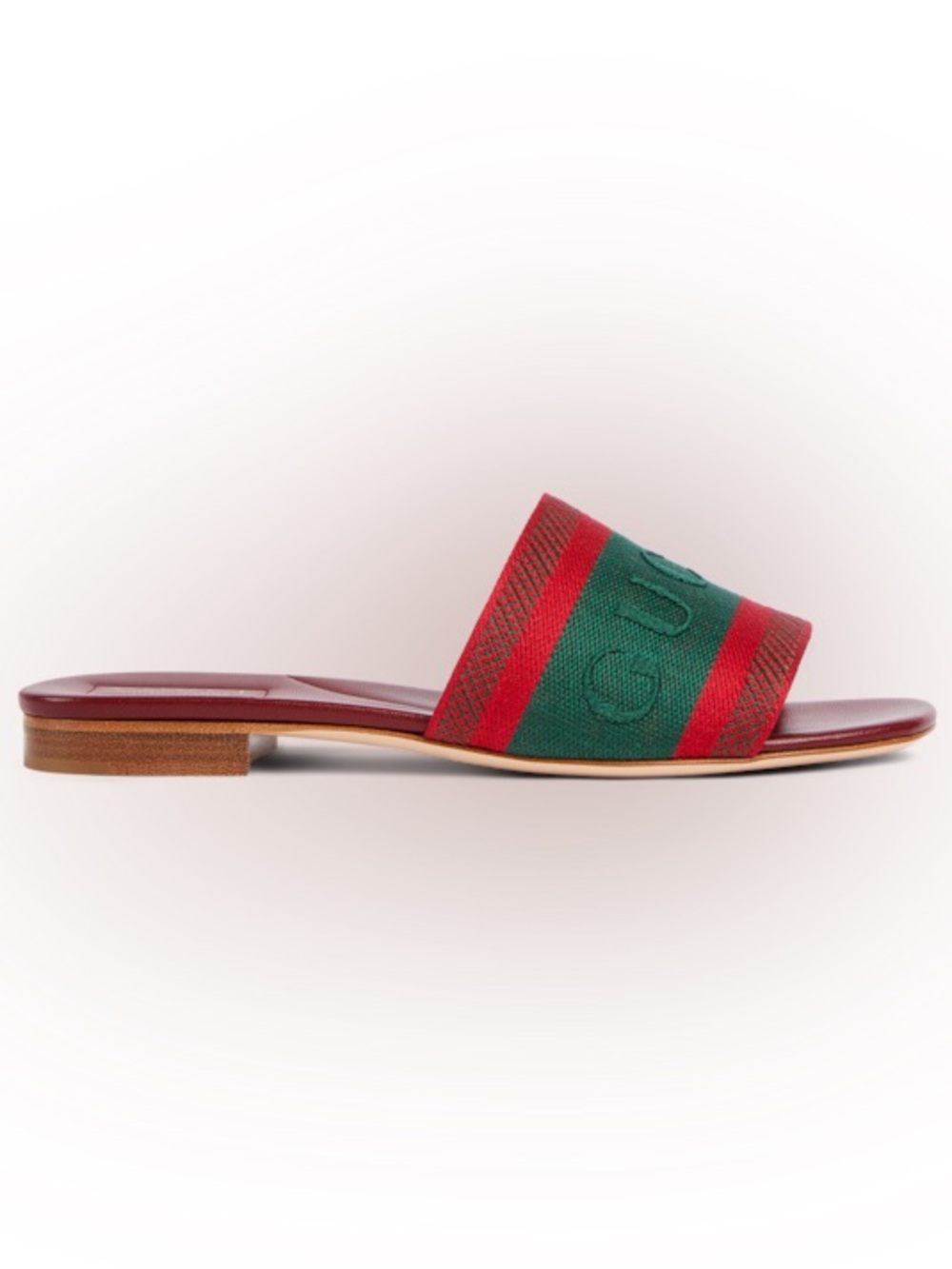 Gucci Burgundy Slides with Red and Green Web Stripe - Picture 3 of 13